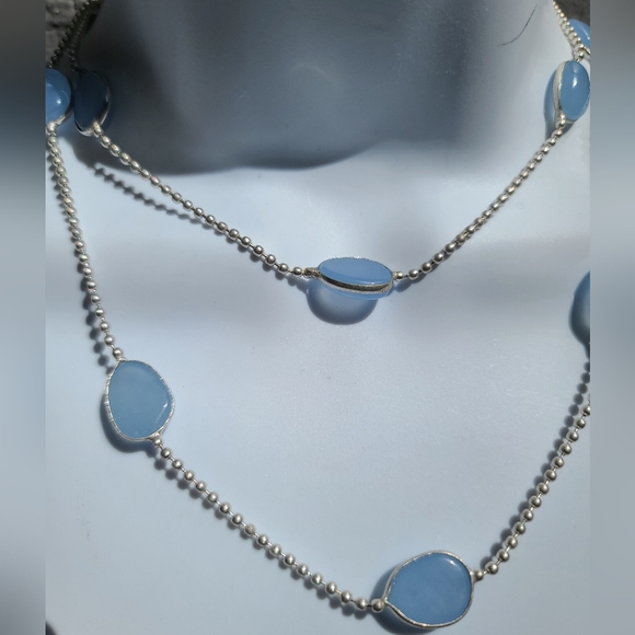 Chalcedony & sterling 13/26" station necklace - Picture 8 of 8